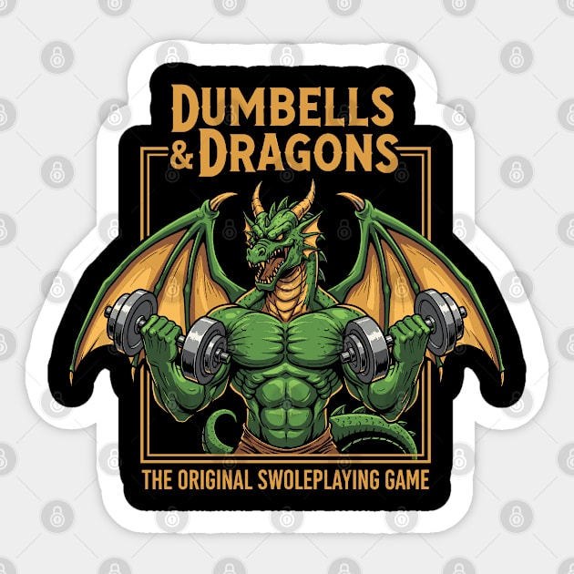 Dumbells and Dragons Sticker by enrynz